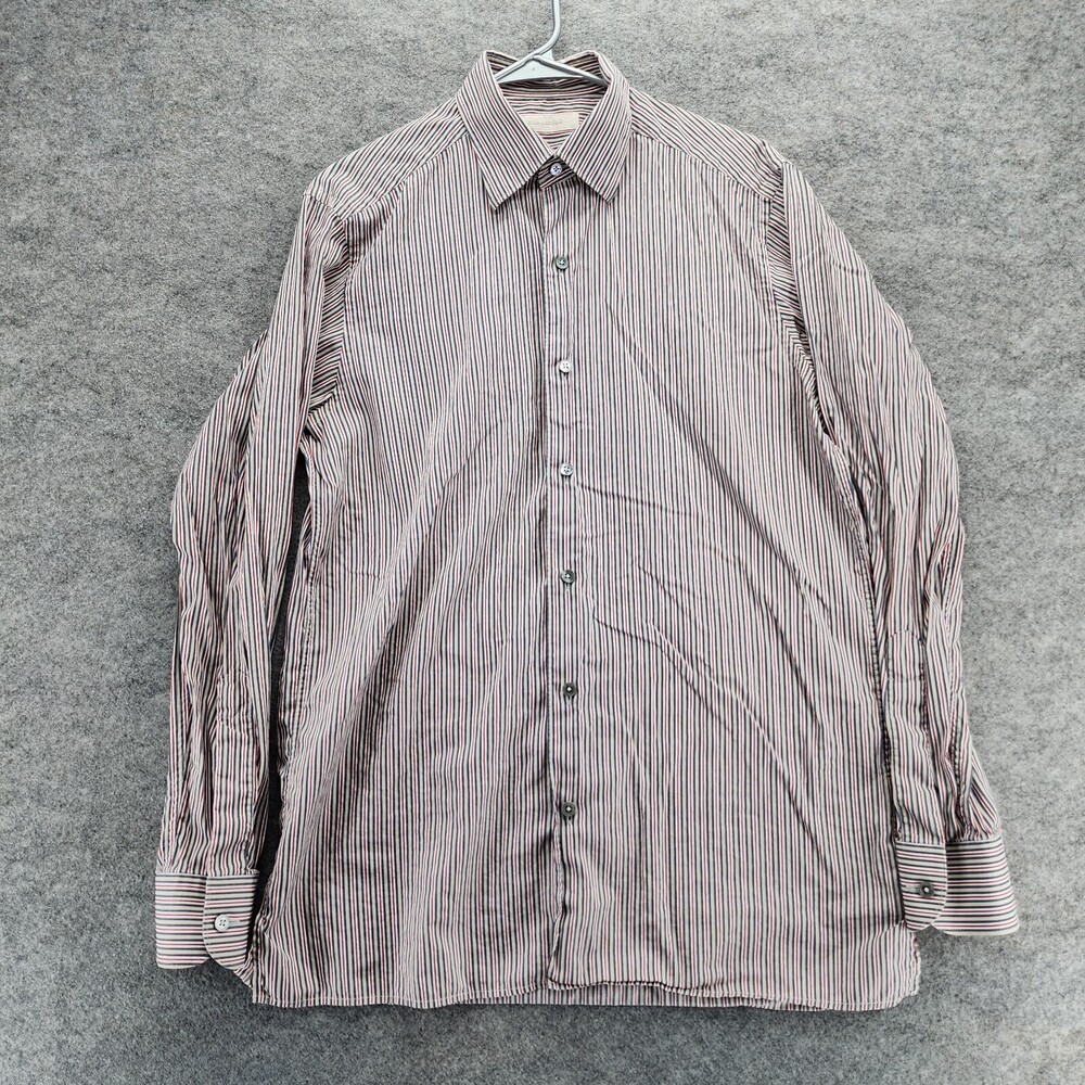 Ermenegildo Zenga Shirt Mens Medium Button Down Long Sleeve Blue Striped